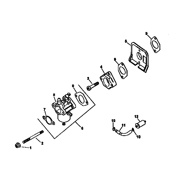 Carburetor Diagram and Parts List for CH13T-22521  Kohler Engine