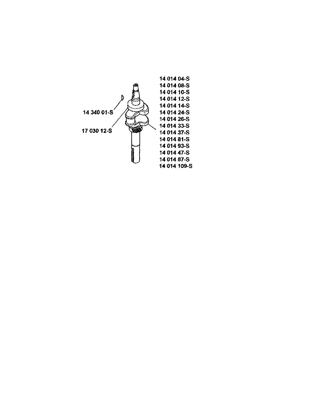 Crankshaft Diagram and Parts List for XT173-3225-EA  Kohler Engine
