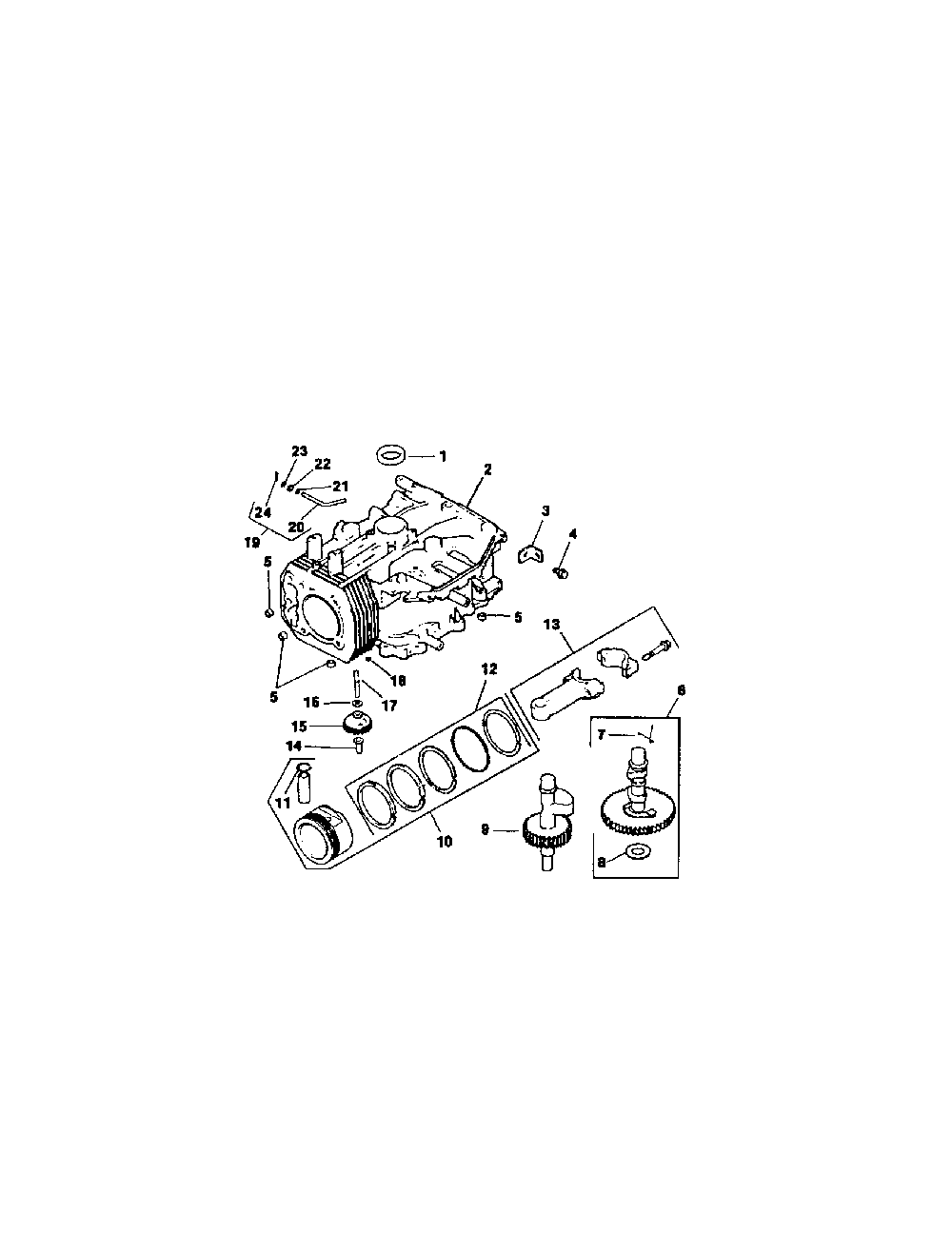Crankcase Diagram and Parts List for CV15S-PS41567  Kohler Engine
