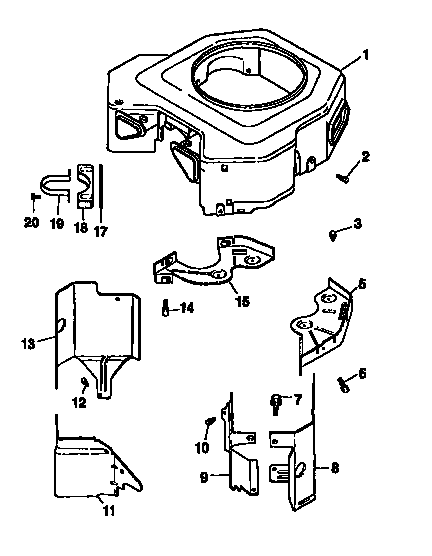 Blower housing and baffles Diagram and Parts List for CV18S-61544  Kohler Engine