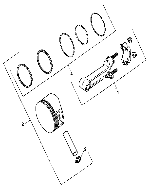 Piston and rod Diagram and Parts List for M20QS-49634  Kohler Engine