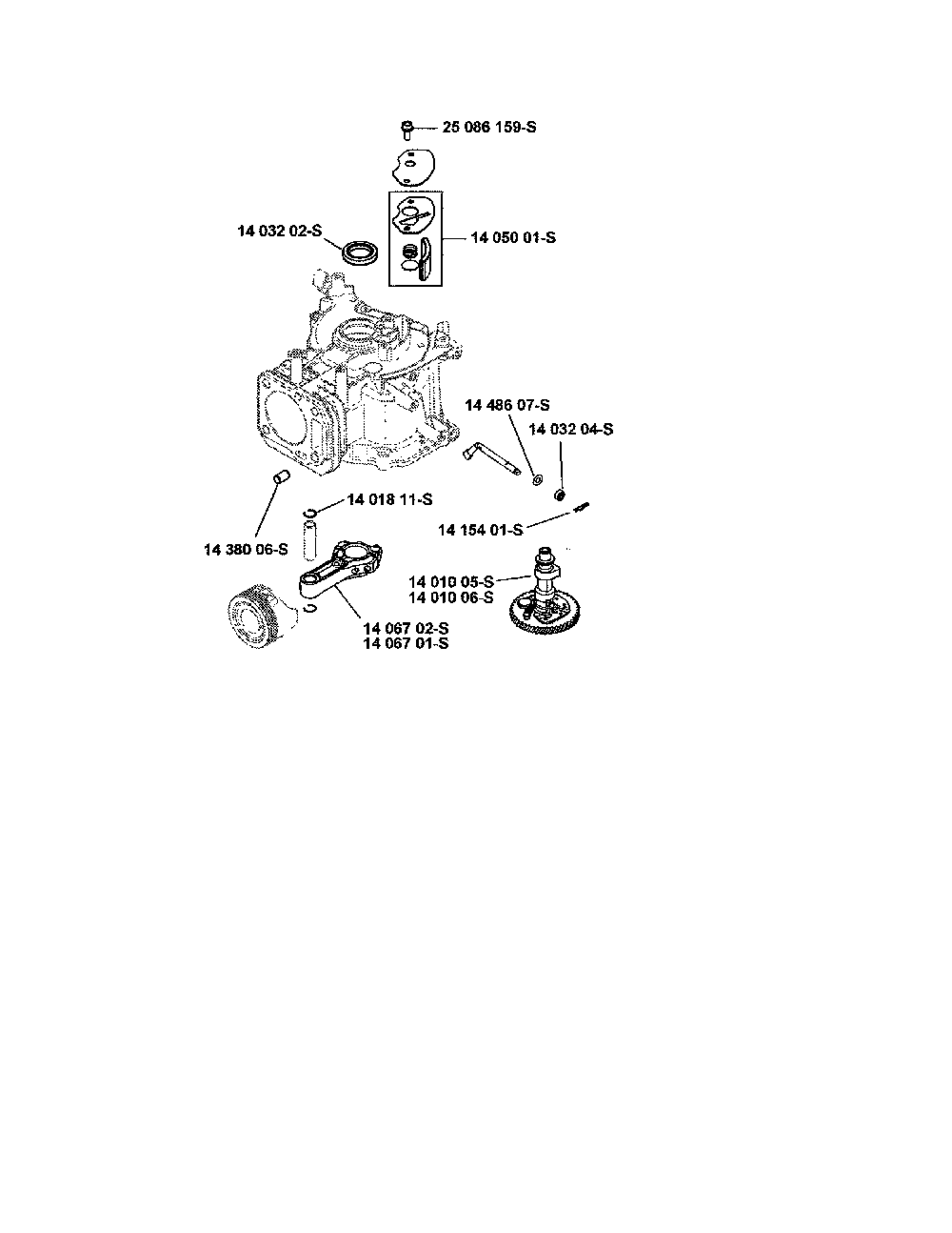 Crankcase Diagram and Parts List for XT149-0217-ED  Kohler Engine