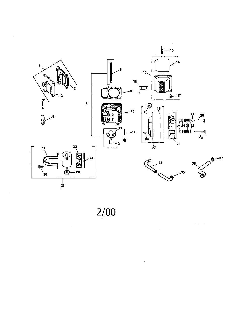 Cylinder head, valve and breather Diagram and Parts List for CV20S-65563  Kohler Engine