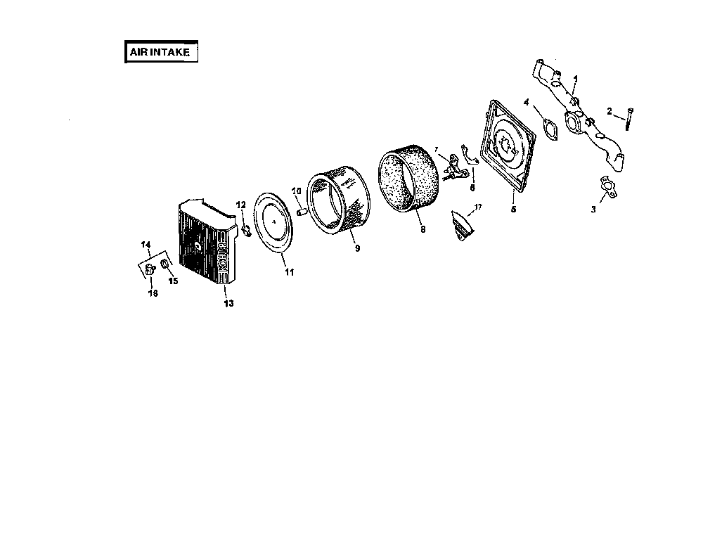 Air intake Diagram and Parts List for CV20S-65544  Kohler Engine