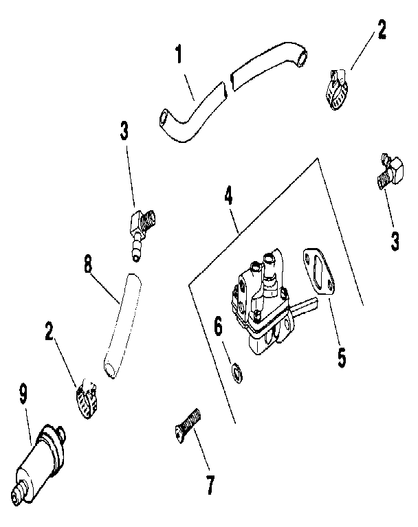 Fuel pump Diagram and Parts List for M20QS-49622  Kohler Engine