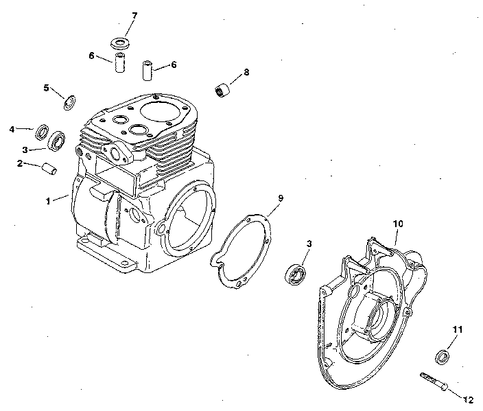 Group 7 crankcase Diagram and Parts List for MV8-301500  Kohler Engine