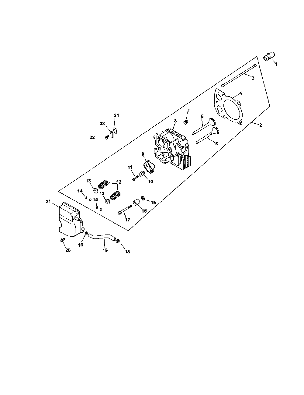 Cylinder head, valve and breather Diagram and Parts List for CV490S-27507  Kohler Engine