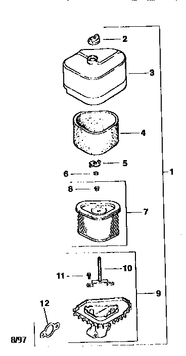 Air intake Diagram and Parts List for CV15S-41566  Kohler Engine