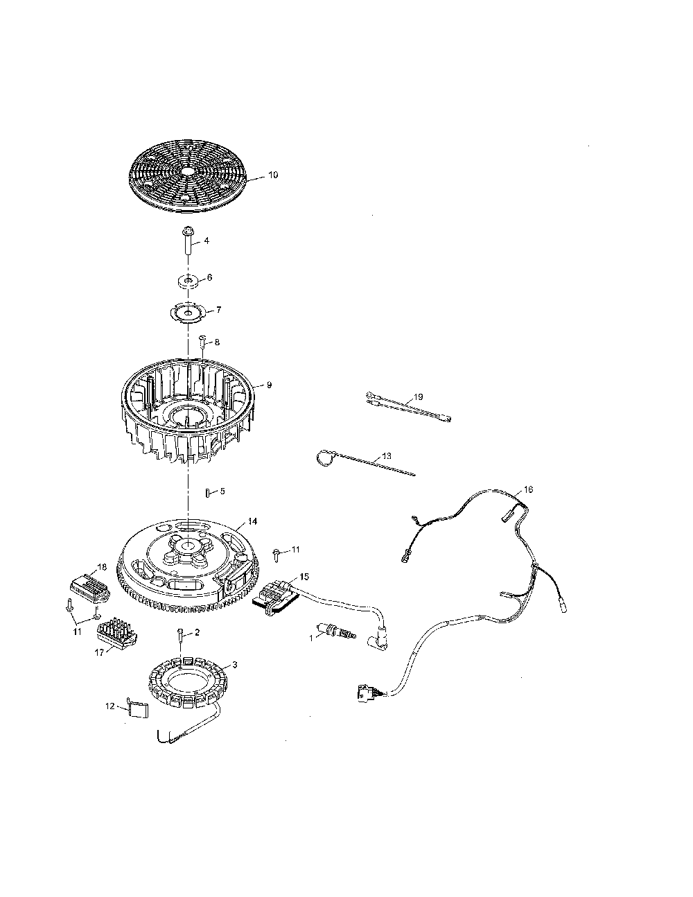 Ignition Diagram and Parts List for KT745-3023  Kohler Engine