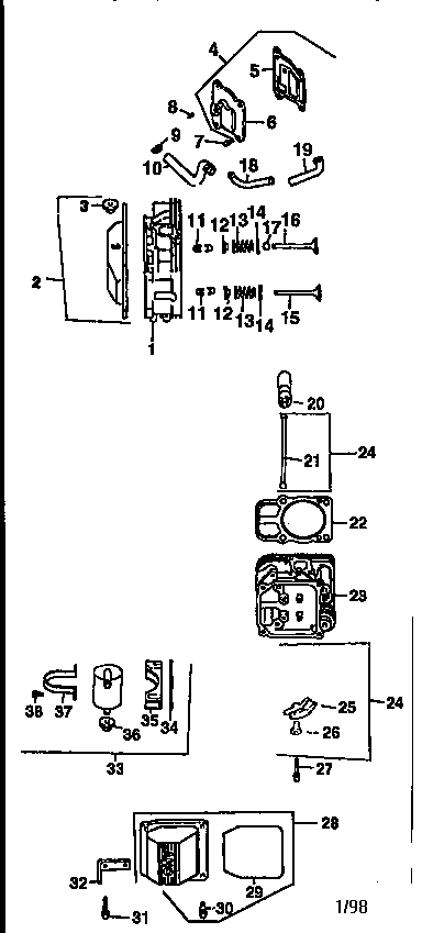 Cylinder head, valve and breather Diagram and Parts List for CV18S-61555  Kohler Engine