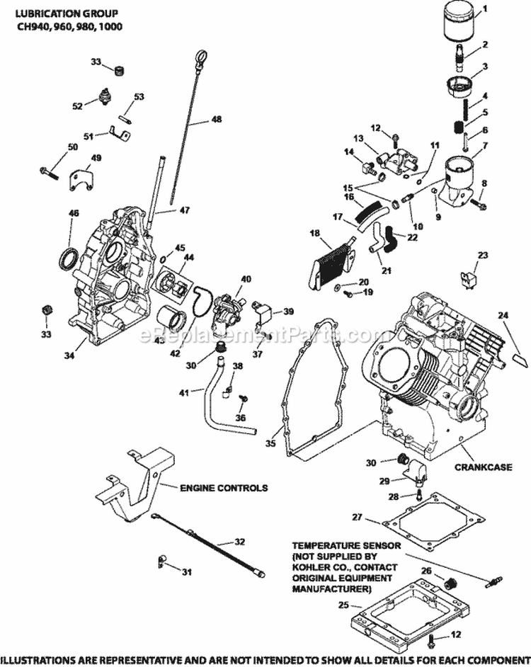 Page K Diagram and Parts List for CH1000-2020  Kohler Engine