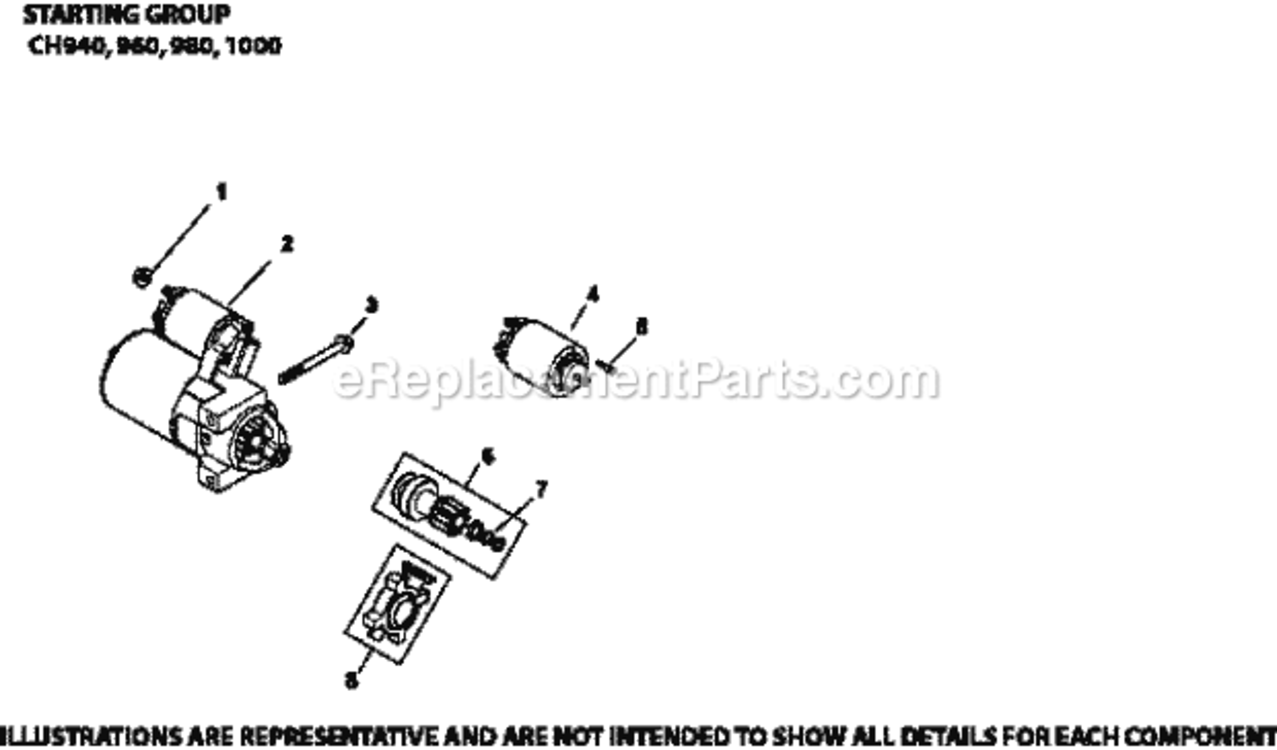 Starting_System_7-62-1_Ch940-1000 Diagram and Parts List for CH1000-2028  Kohler Engine