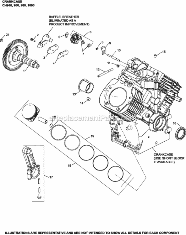 Crankcase_2-62-3_Ch940-1000 Diagram and Parts List for CH1000-2028  Kohler Engine