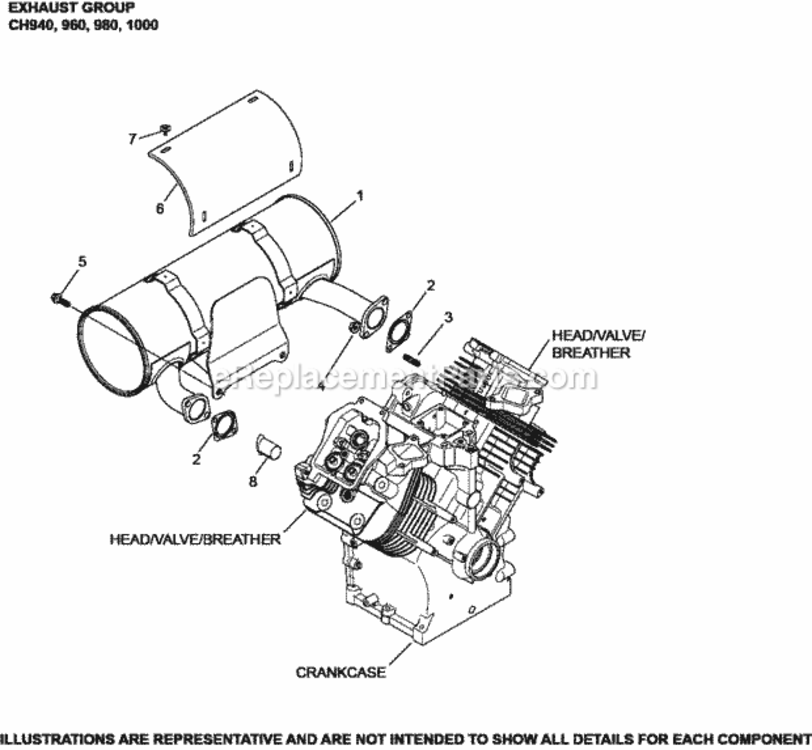 Exhaust_11-62-2_Ch940-1000 Diagram and Parts List for CH1000-2035  Kohler Engine