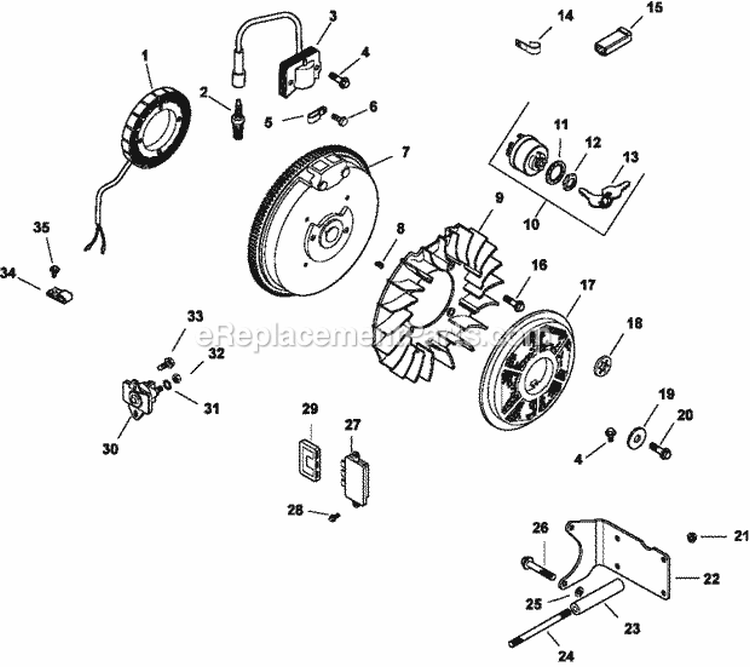 Page J Diagram and Parts List for CH11-16128  Kohler Engine