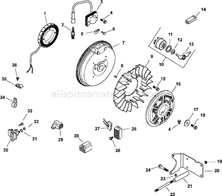 Page J Diagram and Parts List for CH11-16145  Kohler Engine