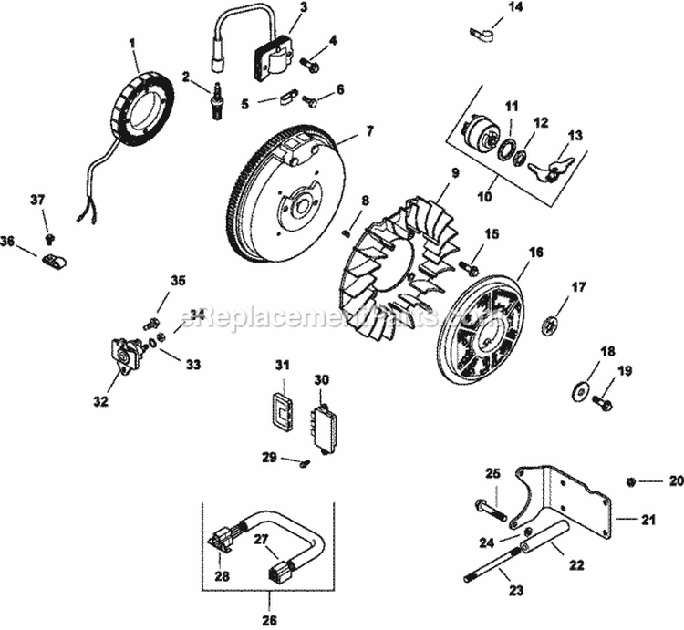Page K Diagram and Parts List for CH11-16147  Kohler Engine
