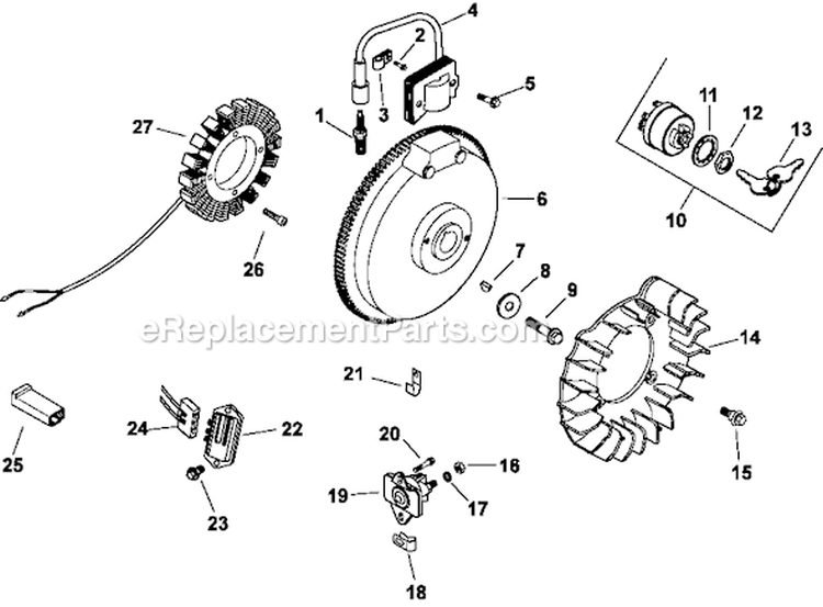 Page J Diagram and Parts List for CH11-1629  Kohler Engine