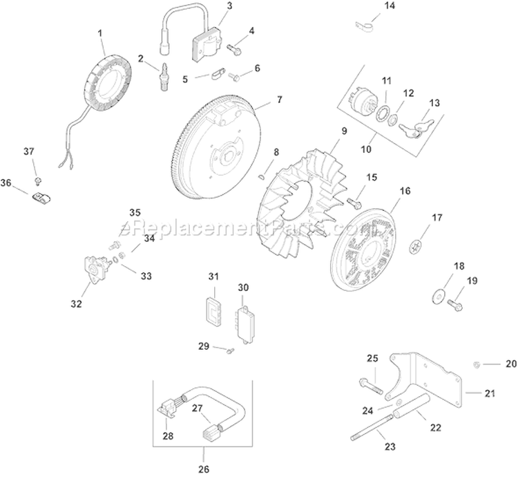 Page J Diagram and Parts List for CH11S-16147  Kohler Engine