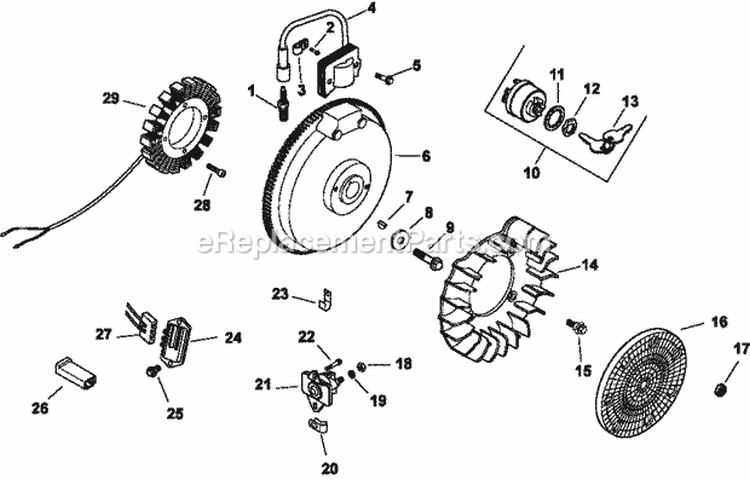 Page J Diagram and Parts List for CH13-22505  Kohler Engine