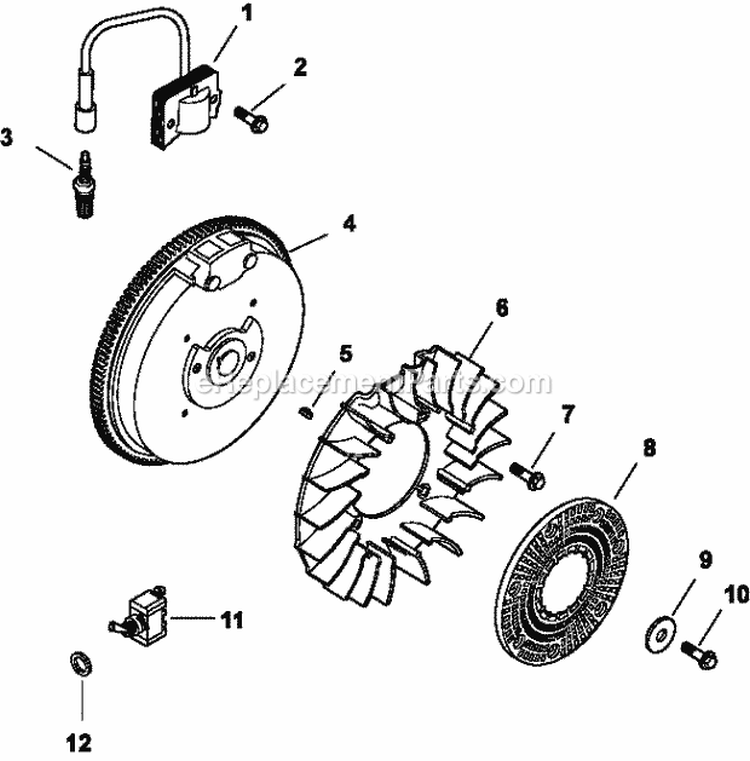 Page J Diagram and Parts List for CH13-22504  Kohler Engine