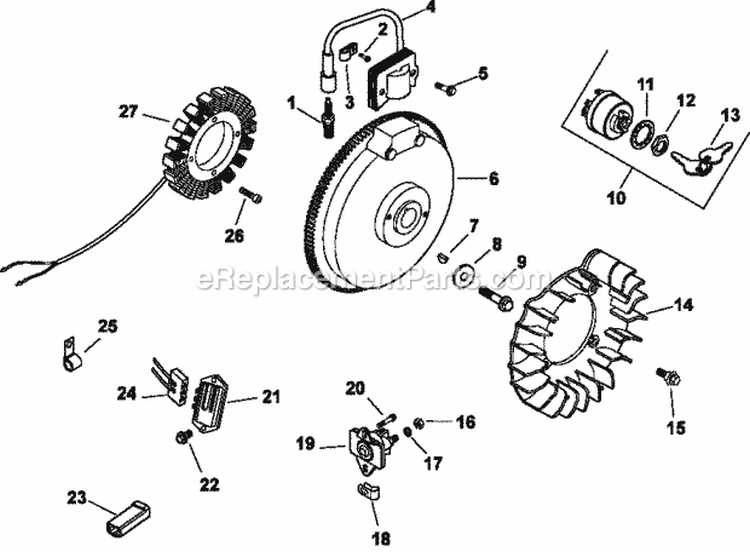 Page J Diagram and Parts List for CH13-22511  Kohler Engine