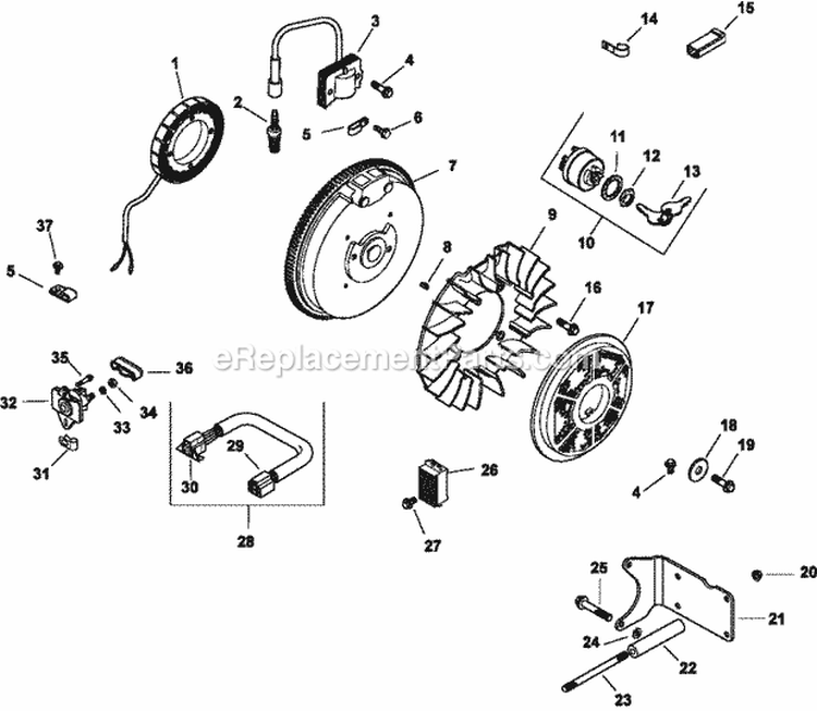 Page K Diagram and Parts List for CH13-22514  Kohler Engine