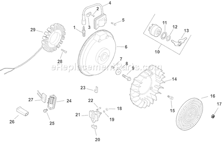 Page J Diagram and Parts List for CH11GS-16105  Kohler Engine