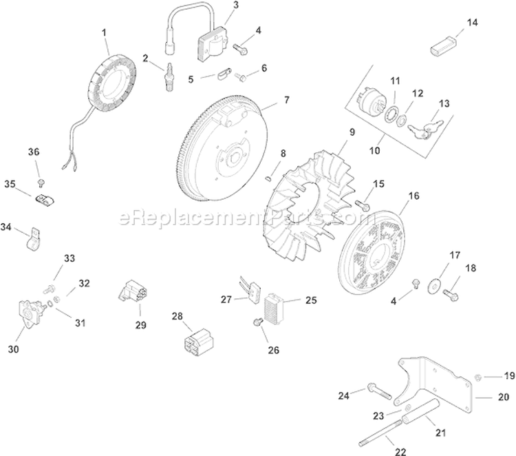 Page J Diagram and Parts List for CH11GS-16145  Kohler Engine