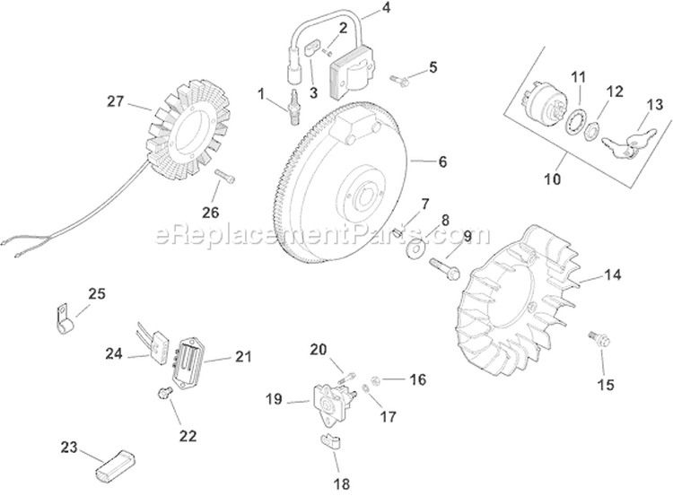 Page J Diagram and Parts List for CH13S-22511  Kohler Engine