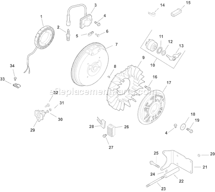 Page J Diagram and Parts List for CH13ST-22512  Kohler Engine