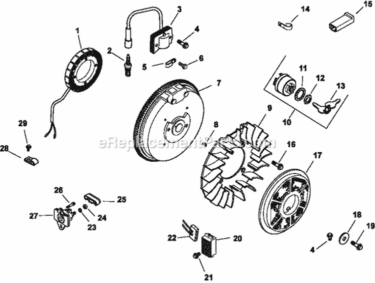 Page K Diagram and Parts List for CH14-1828  Kohler Engine