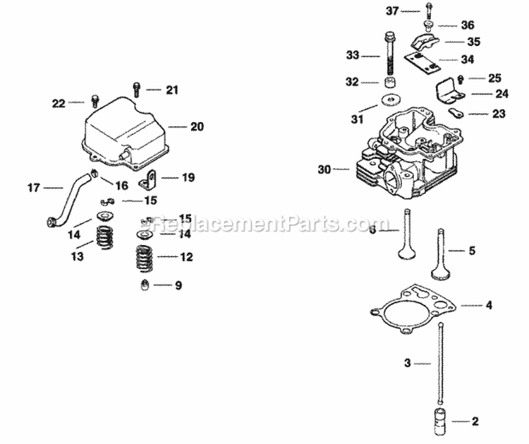 Page J Diagram and Parts List for CH125-1920  Kohler Engine