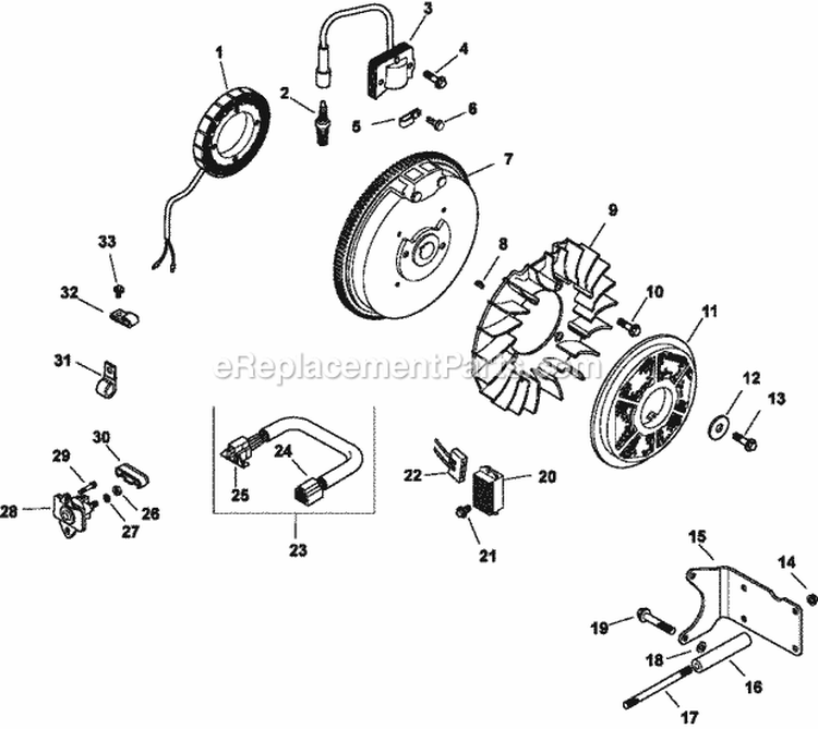 Page K Diagram and Parts List for CH14-1831  Kohler Engine