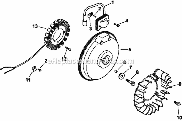 Page J Diagram and Parts List for CH14-1837  Kohler Engine
