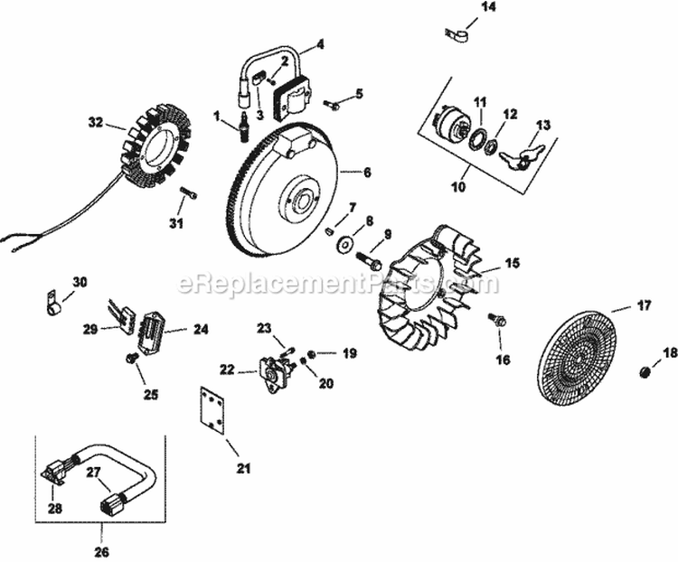 Page K Diagram and Parts List for CH14-1841  Kohler Engine