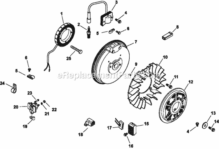 Page J Diagram and Parts List for CH14-1842  Kohler Engine