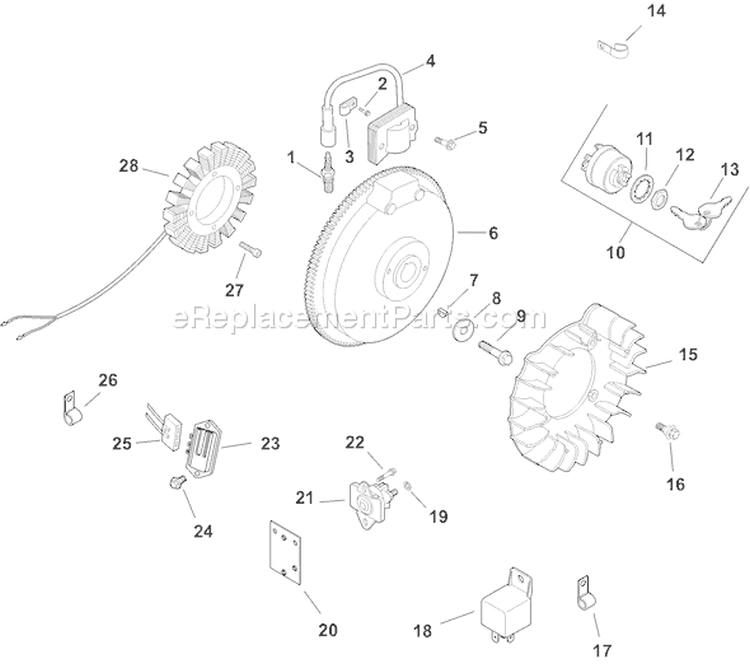 Page J Diagram and Parts List for CH14S-1840  Kohler Engine