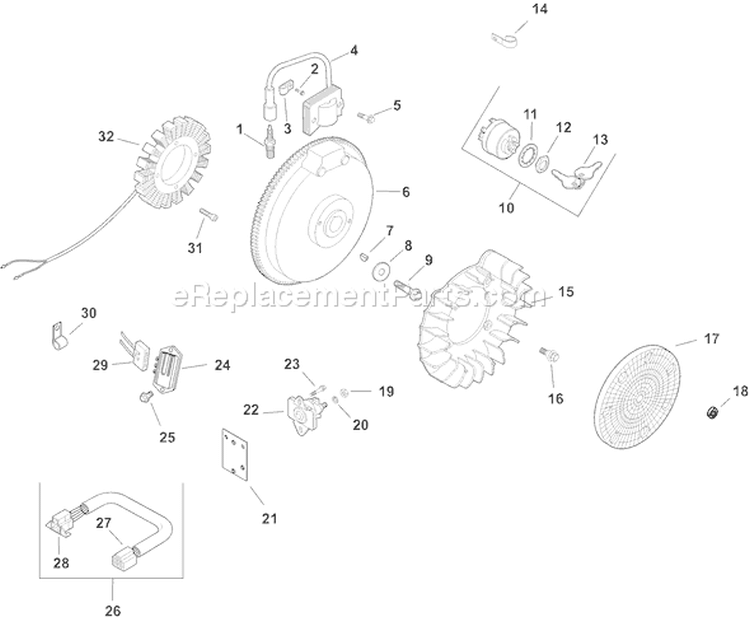 Page J Diagram and Parts List for CH14S-1841  Kohler Engine