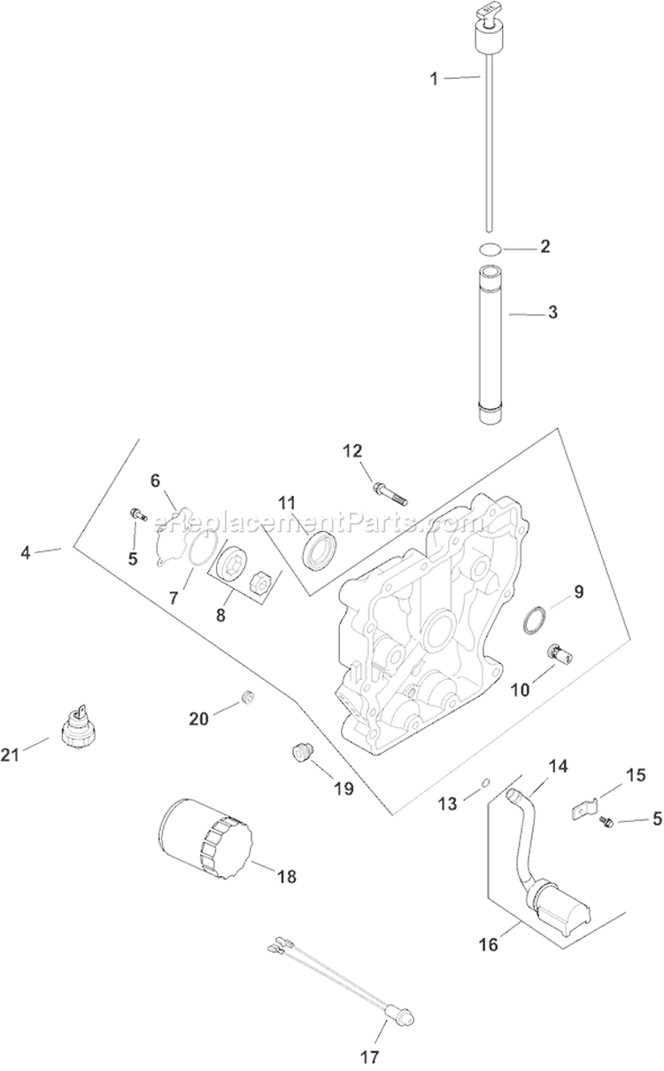 Page K Diagram and Parts List for CH14T-1839  Kohler Engine