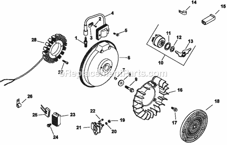 Page J Diagram and Parts List for CH15-44509  Kohler Engine