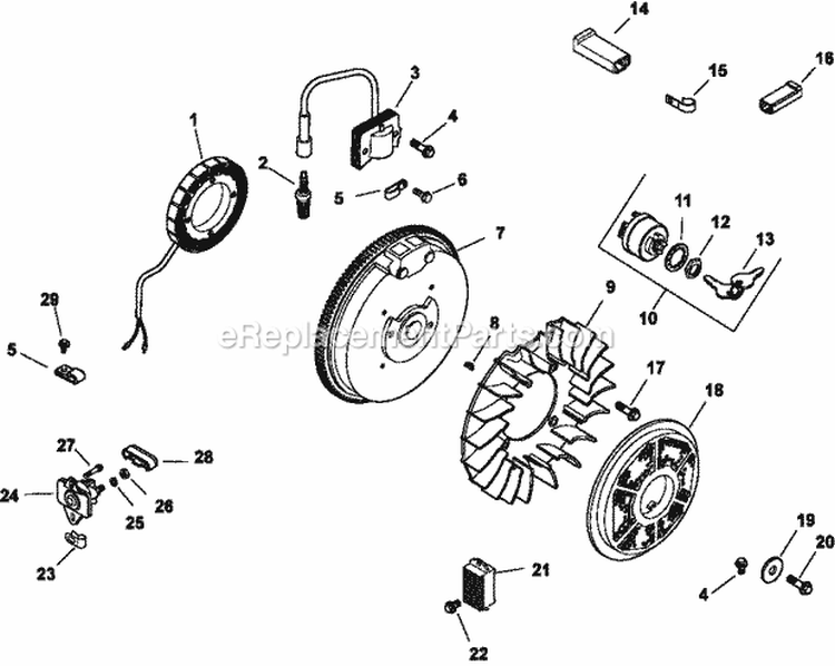 Page J Diagram and Parts List for CH15-44517  Kohler Engine