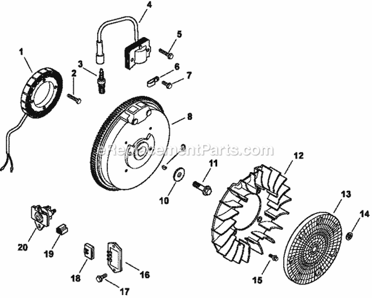 Page K Diagram and Parts List for CH15-44522  Kohler Engine