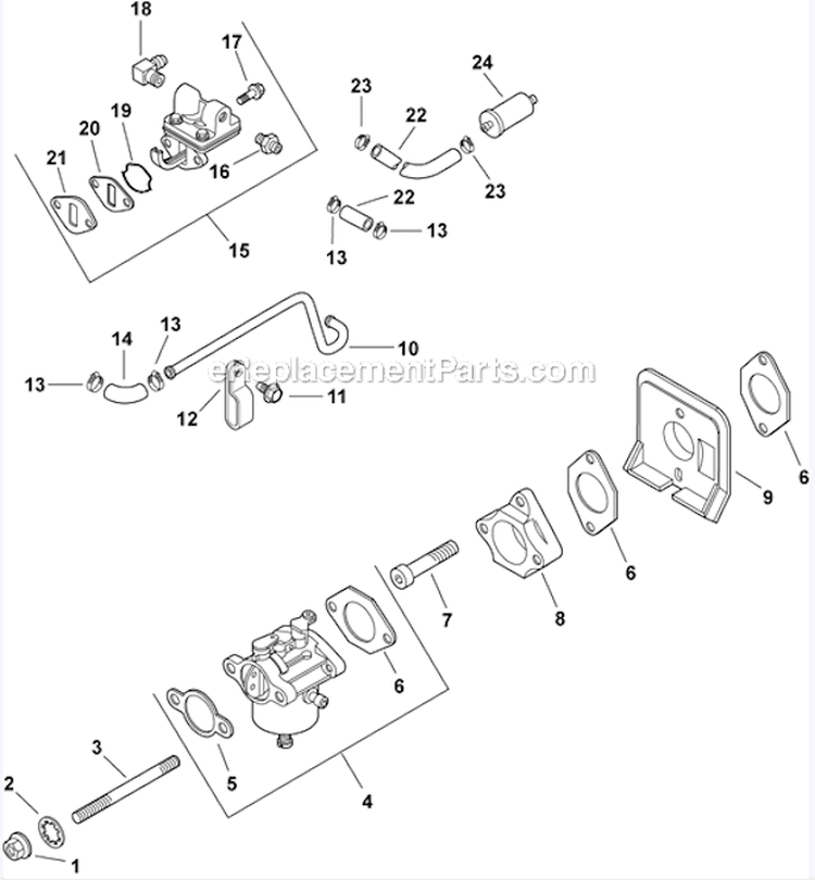 Fuel System 8-27-179 Diagram and Parts List for CH15-44523  Kohler Engine