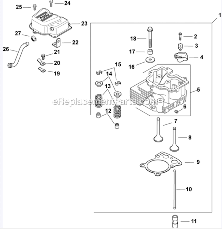 HeadValveBreather 4-27-28 Diagram and Parts List for CH15-44523  Kohler Engine