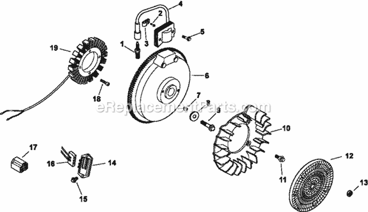 Page J Diagram and Parts List for CH14-1830  Kohler Engine
