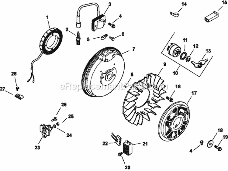 Page K Diagram and Parts List for CH15-44543  Kohler Engine