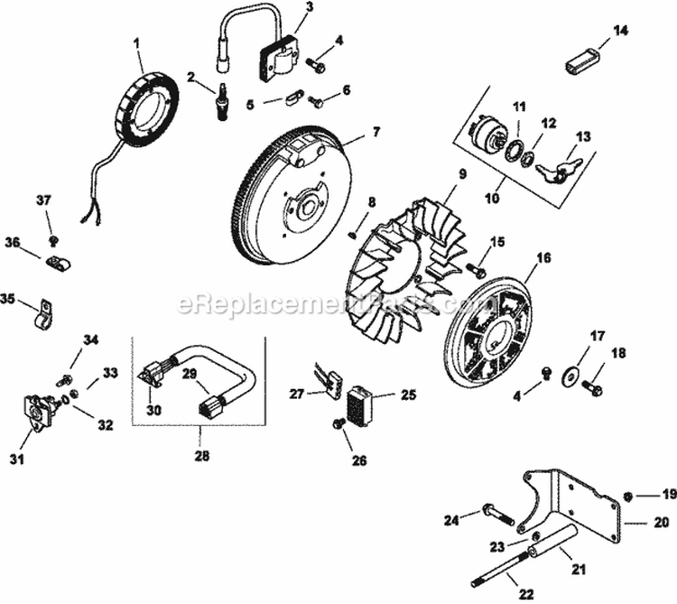 Page K Diagram and Parts List for CH15-44548  Kohler Engine
