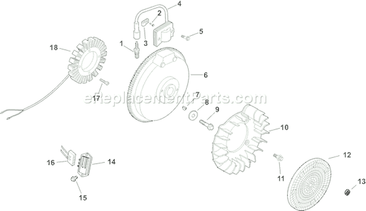 Page J Diagram and Parts List for CH15GS-44526  Kohler Engine