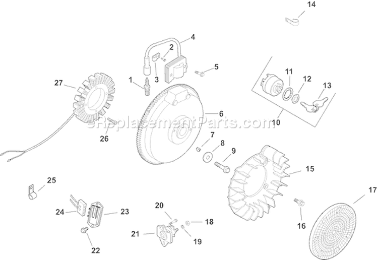 Page J Diagram and Parts List for CH15GST-44527  Kohler Engine